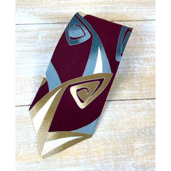 Vintage Retro Men's Necktie All Silk Tie Abstract Pattern 58" x 4" Tino Castelli - Picture 2 of 6
